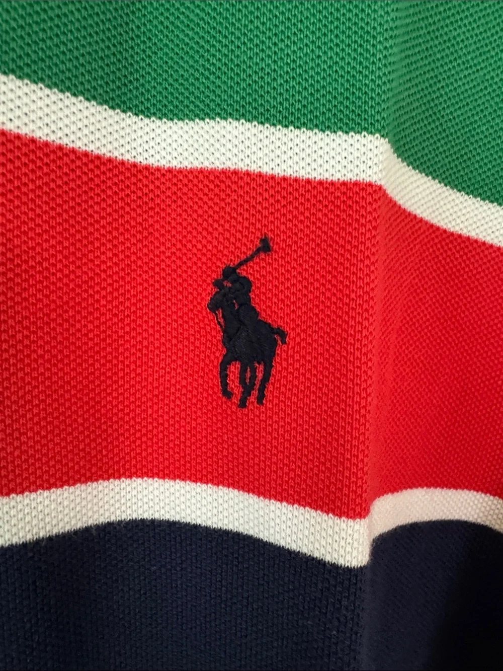 Polo by Ralph Lauren Multi-Striped Pique/Mesh Shirt